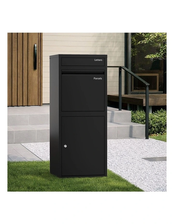 Oikiture Steel Parcel Letterbox Drop Box Package Lockable Storage Black image 4