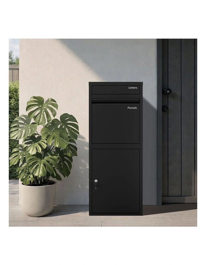 Oikiture Steel Parcel Letterbox Drop Box Package Lockable Storage Black image 7