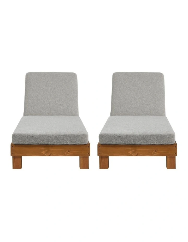 Livsip 2PCS Outdoor Sun Lounge Set Wooden Lounger Daybed Beige image 2