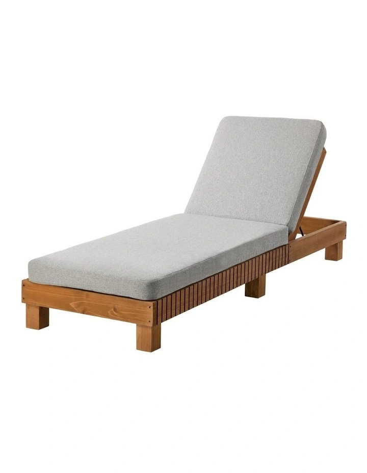 Livsip Outdoor Sun Lounge Wooden Lounger Day Bed Recliner Beige image 1