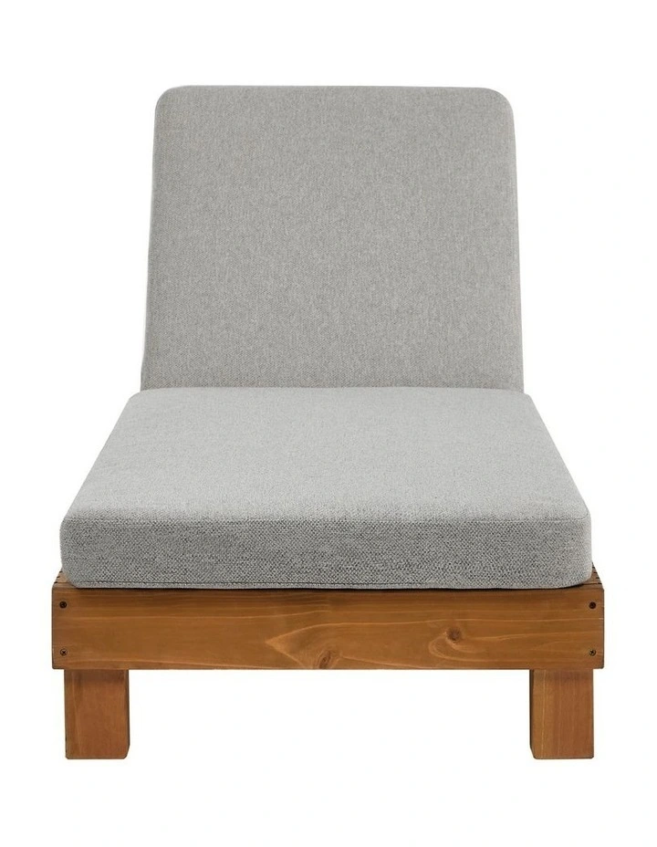 Livsip Outdoor Sun Lounge Wooden Lounger Day Bed Recliner Beige image 2