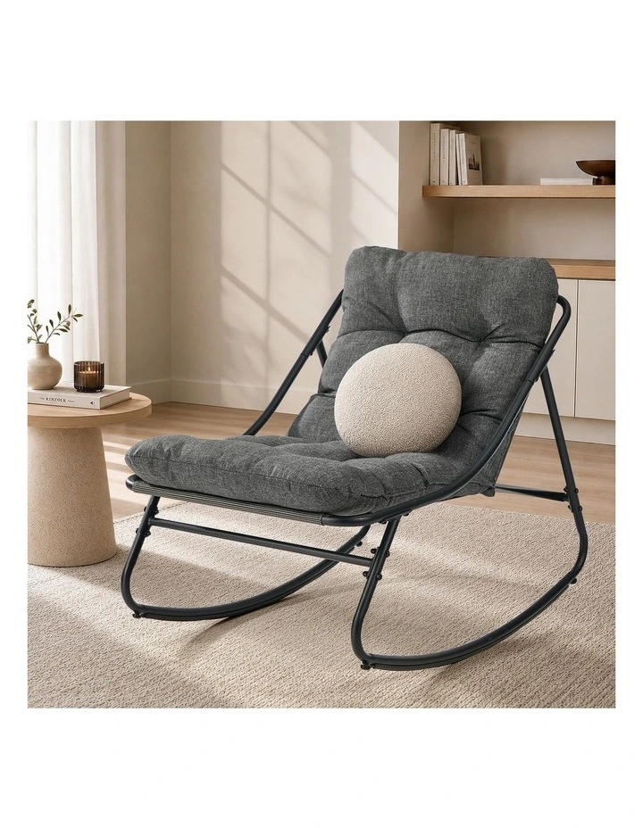 Livsip Outdoor Rocking Chair Garden Lounge Textilene Patio Furniture Grey image 6
