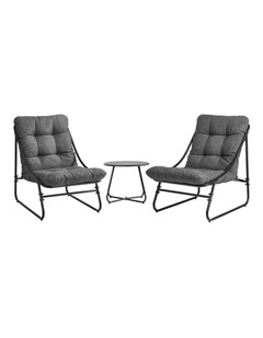Livsip 3 Pieces Outdoor Patio Set Chair Table Lounge Setting Textilene Grey