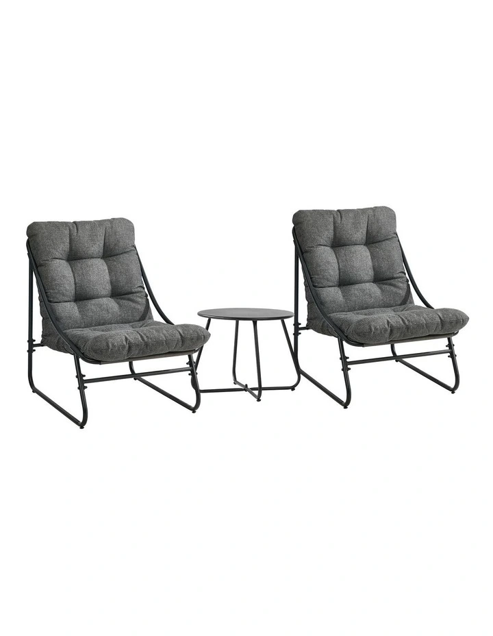 Livsip 3 Pieces Outdoor Patio Set Chair Table Lounge Setting Textilene Grey image 2