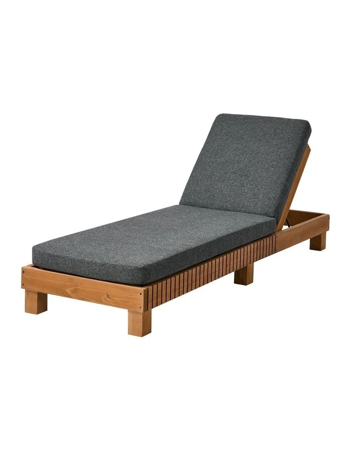 Livsip Outdoor Sun Lounge Wooden Lounger Day Bed Recliner Grey image 1