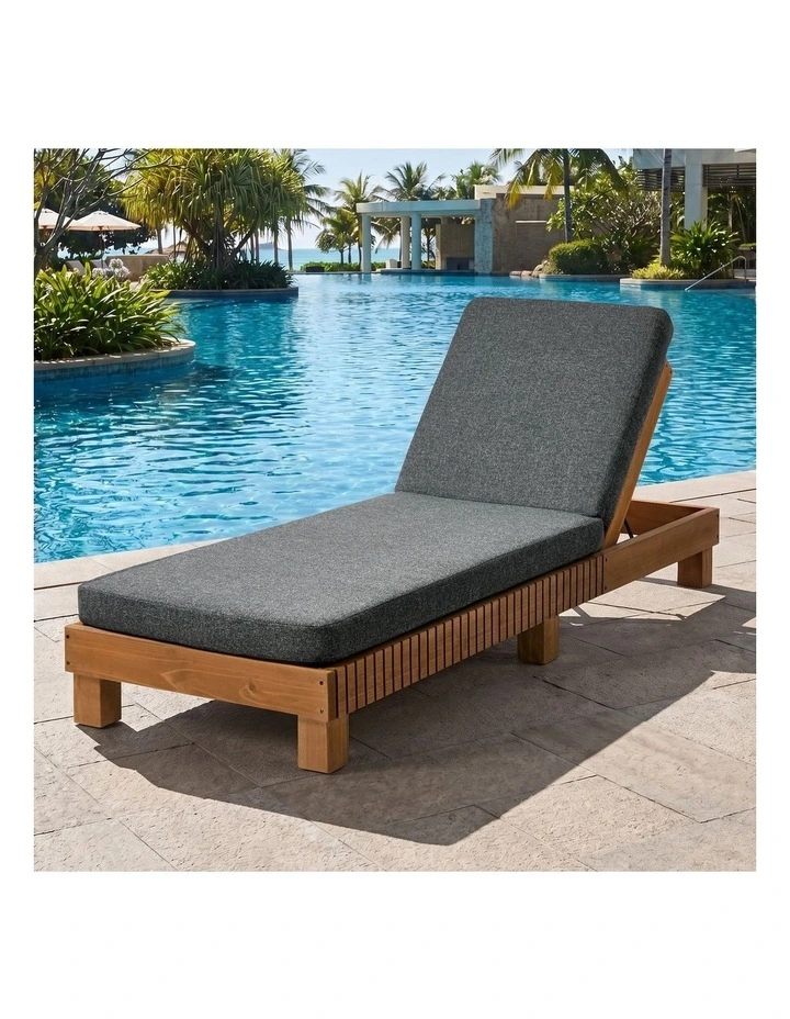 Livsip Outdoor Sun Lounge Wooden Lounger Day Bed Recliner Grey image 4