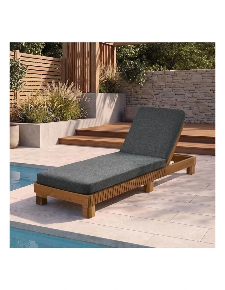 Livsip Outdoor Sun Lounge Wooden Lounger Day Bed Recliner Grey image 7