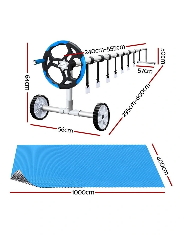 Aqua Buddy 500 Micron 10x4m SilverBlue Pool Cover Solar Blanket with 5.5m Roller image 2
