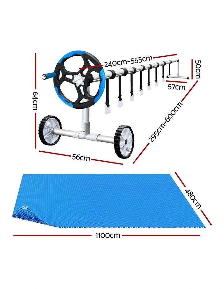 Aqua Buddy 500 Micron 11x4.8m Blue Pool Cover Solar Blanket with 5.5m Roller image 2