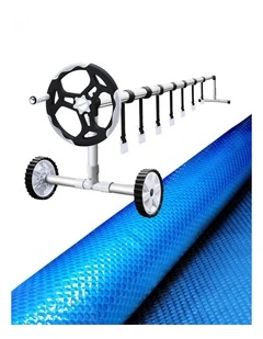 Aqua Buddy 500 Micron 11x4.8m Blue Pool Cover Solar Blanket with 5.5m Roller