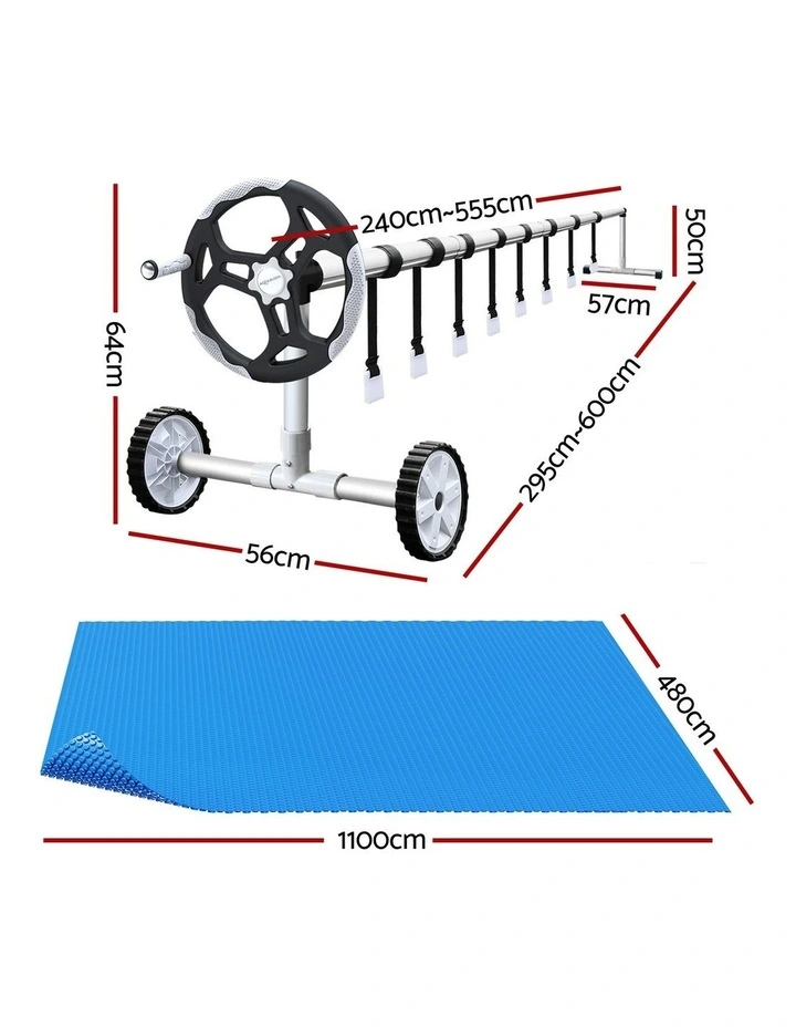 Aqua Buddy 500 Micron 11x4.8m Blue Pool Cover Solar Blanket with 5.5m Roller image 2
