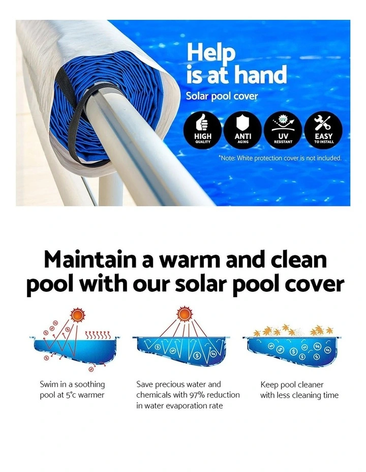 Aqua Buddy 500 Micron 11x4.8m Blue Pool Cover Solar Blanket with 5.5m Roller image 4