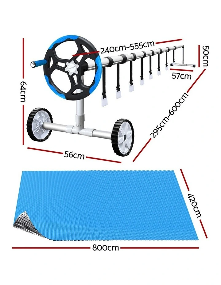 Aqua Buddy 400 Micron 8x4.2m SilverBlue Pool Cover Solar Blanket with 5.5m Roller image 2