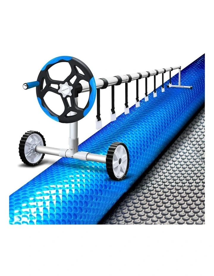 Aqua Buddy 500 Micron 11x4.8m SilverBlue Pool Cover Solar Blanket with 5.5m Roller image 1