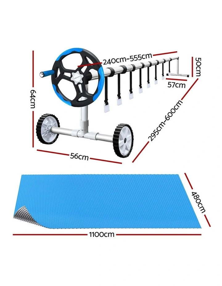 Aqua Buddy 500 Micron 11x4.8m SilverBlue Pool Cover Solar Blanket with 5.5m Roller image 2