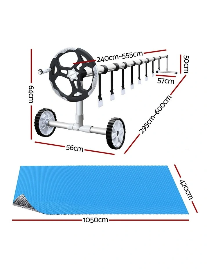 Aqua Buddy 500 Micron 10.5x4.2m Silver Pool Cover Solar Blanket with 5.5m Roller image 2