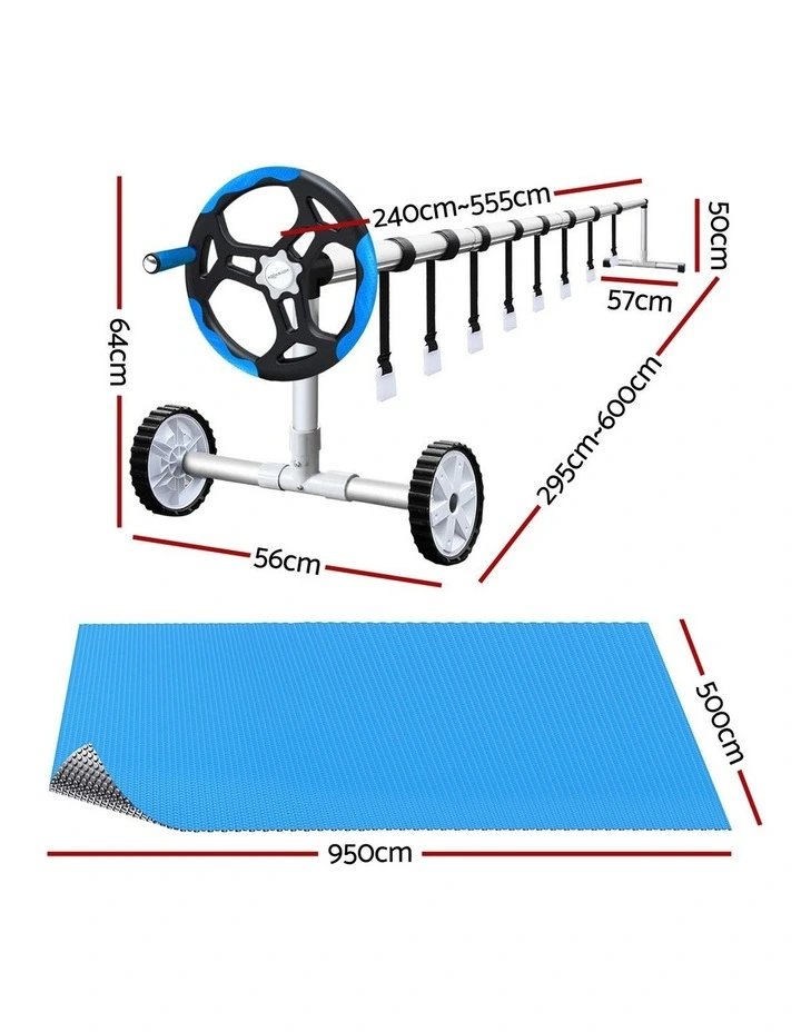 Aqua Buddy 500 Micron 9.5x5m SilverBlue Pool Cover Solar Blanket with 5.5m Roller image 2