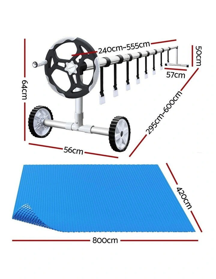 Aqua Buddy 500 Micron 8x4.2m Blue Pool Cover Solar Blanket with 5.5m Roller image 2