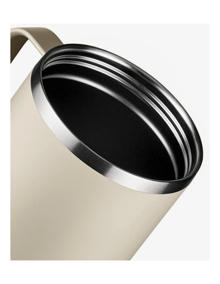 1 L insulated mug with straw in stainless steel, for hiking and camping - Beige image 7