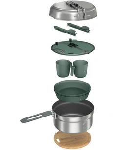 Stainless steel, non-stick camping cookset 500 for 2 people - 15-piece