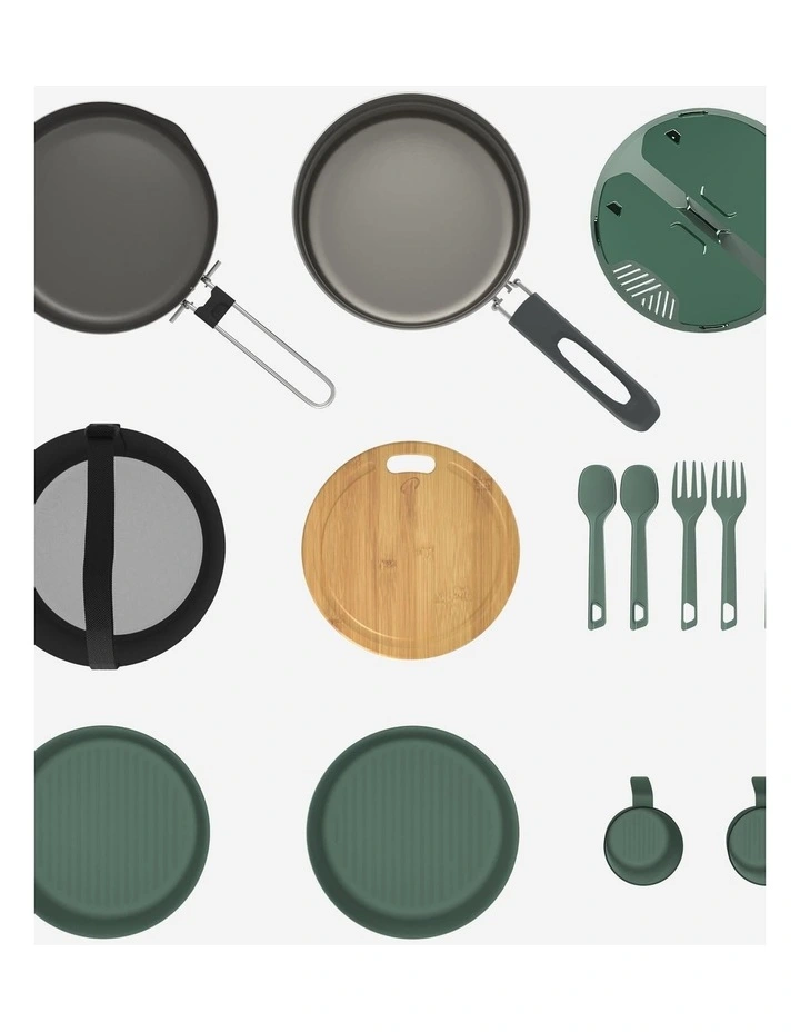 Stainless steel, non-stick camping cookset 500 for 2 people - 15-piece image 2