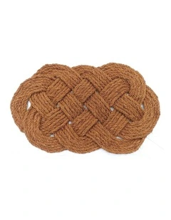 Fab Habitat Periyar Oval Plain knotted Coir Doormat In Natural