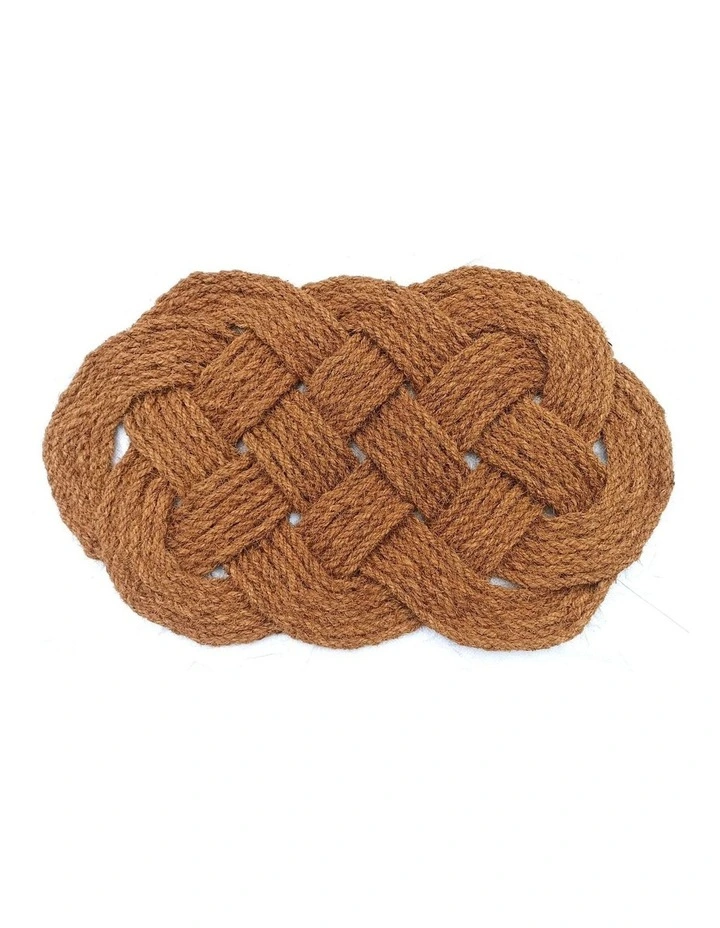 Fab Habitat Periyar Oval Plain knotted Coir Doormat In Natural image 1
