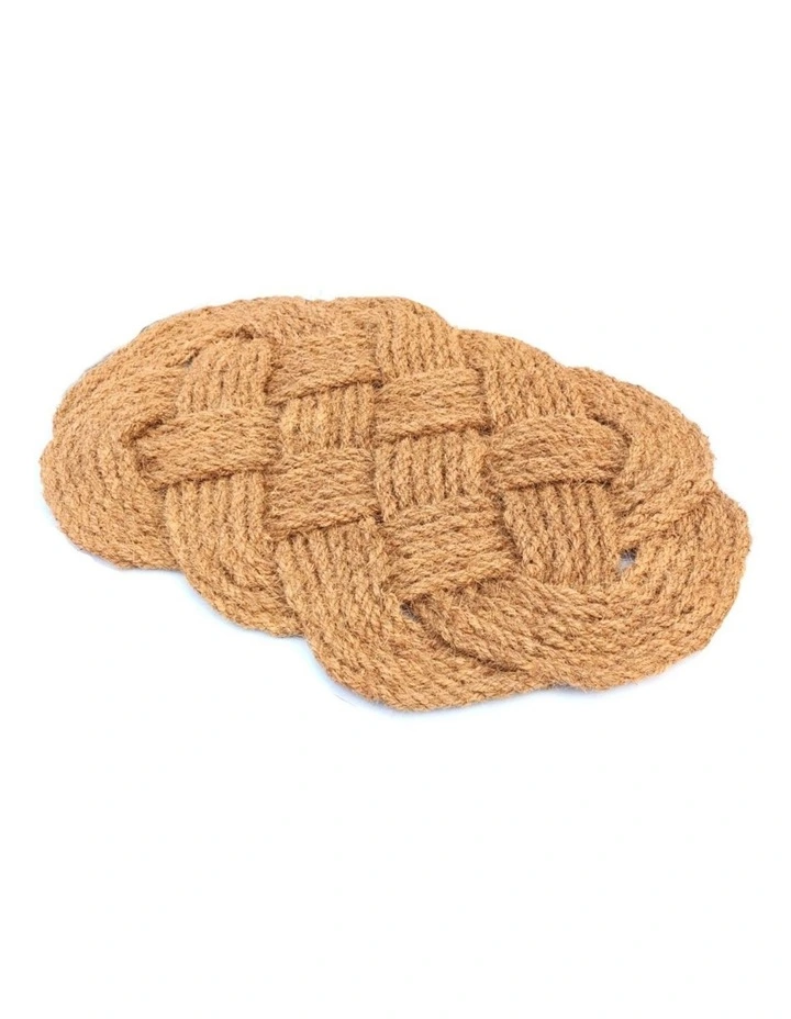 Fab Habitat Periyar Oval Plain knotted Coir Doormat In Natural image 2