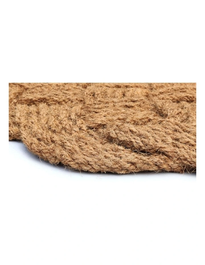 Fab Habitat Periyar Oval Plain knotted Coir Doormat In Natural image 3