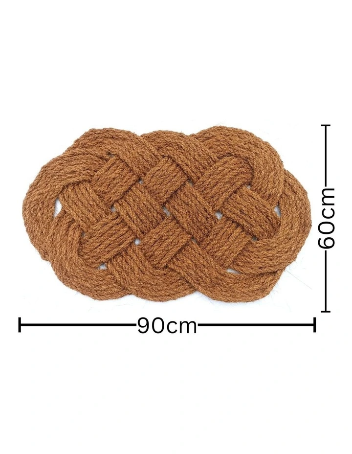Fab Habitat Periyar Oval Plain knotted Coir Doormat In Natural image 5