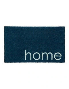 Fab Habitat Blue Home PVC Backed Coir Doormat In Blue