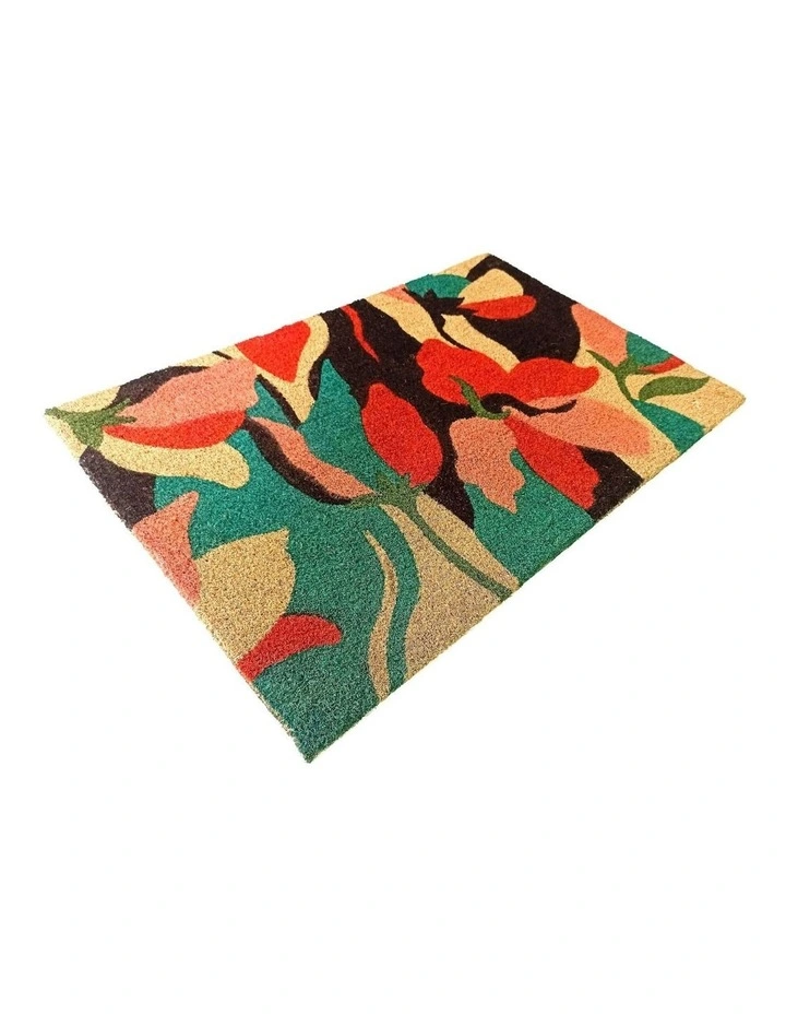 Fab Habitat Flowers PVC Backed Coir Doormat In Blue image 2
