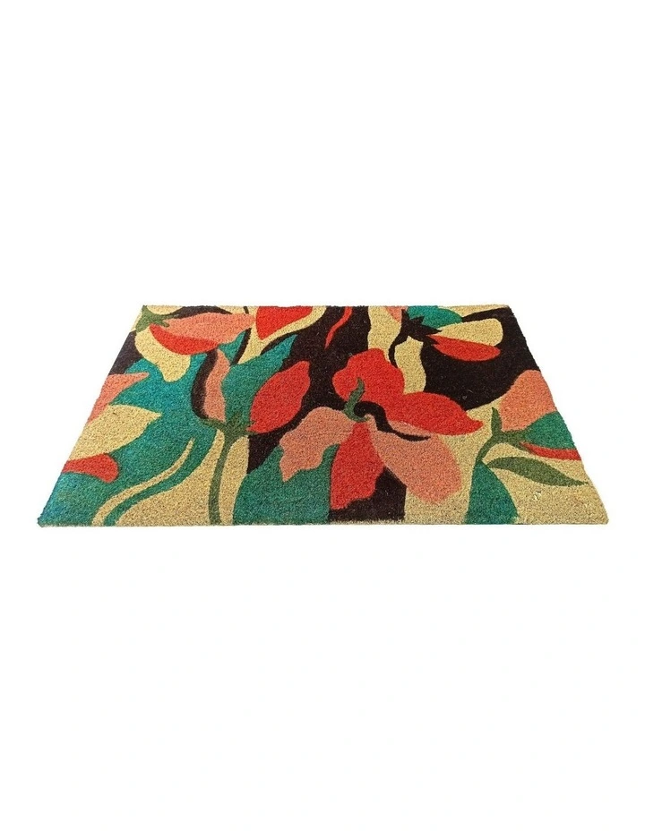 Fab Habitat Flowers PVC Backed Coir Doormat In Blue image 3