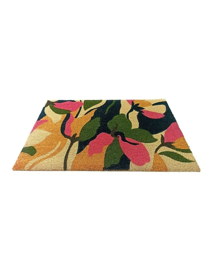 Fab Habitat Flowers PVC Backed Coir Doormat In Green image 3