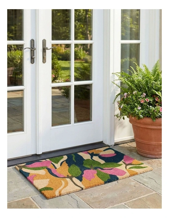 Fab Habitat Flowers PVC Backed Coir Doormat In Green image 4