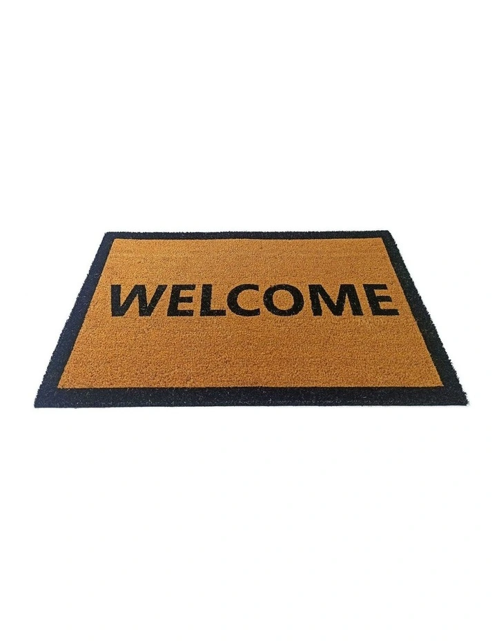 Fab Habitat Welcome Border PVC Backed Coir Doormat In Natural image 3