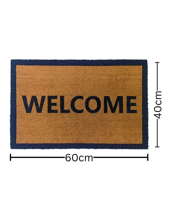 Fab Habitat Welcome Border PVC Backed Coir Doormat In Natural image 4