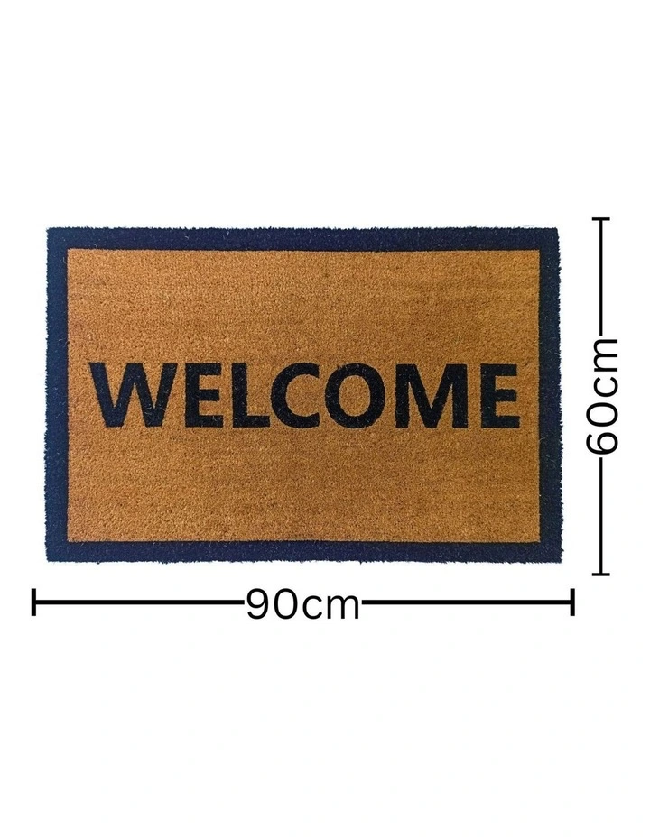 Fab Habitat Welcome Border PVC Backed Coir Doormat In Natural image 5