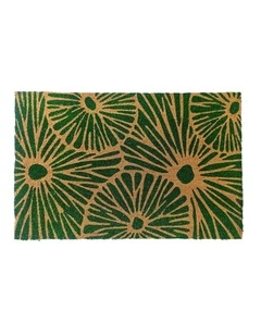 Fab Habitat Green Citrus PVC Backed Coir Doormat In Green
