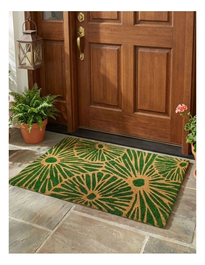 Fab Habitat Green Citrus PVC Backed Coir Doormat In Green image 4