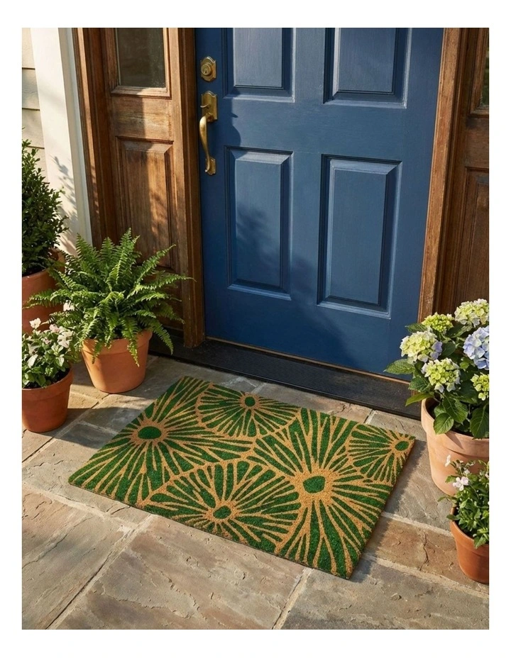 Fab Habitat Green Citrus PVC Backed Coir Doormat In Green image 5