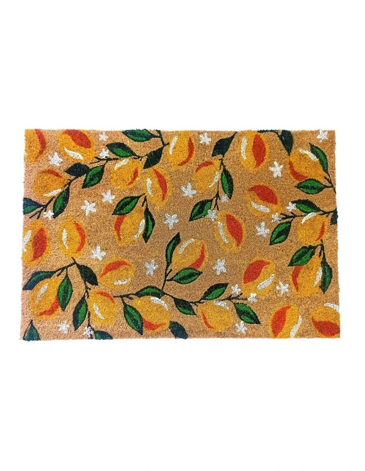 Fab Habitat Lemon Branches PVC Backed Coir Doormat In Natural image 1