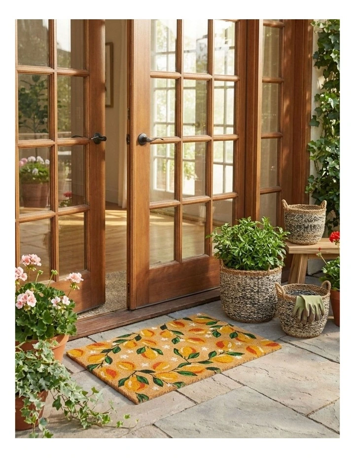 Fab Habitat Lemon Branches PVC Backed Coir Doormat In Natural image 4