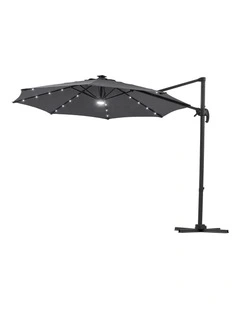 Instahut Outdoor Umbrella 3m Solar LED Offset Cantilever Patio Parasol Charcoal
