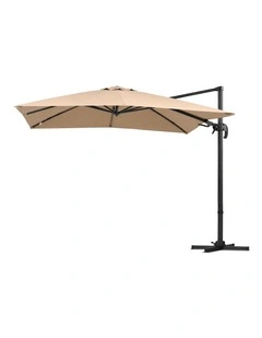Instahut Outdoor Umbrella 3m Left-right Tilting Cantilever Patio Parasol Beige