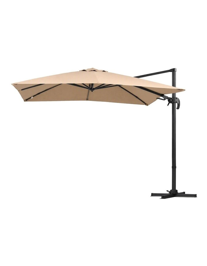 Instahut Outdoor Umbrella 3m Left-right Tilting Cantilever Patio Parasol Beige image 1