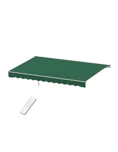 Instahut Retractable Folding Arm Awning Motorised Sunshade 5Mx3M Dark Green
