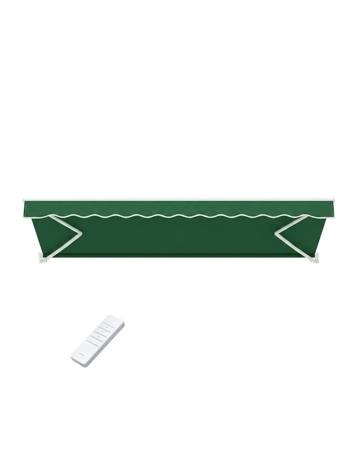 Instahut Retractable Folding Arm Awning Motorised Sunshade 5Mx3M Dark Green image 2