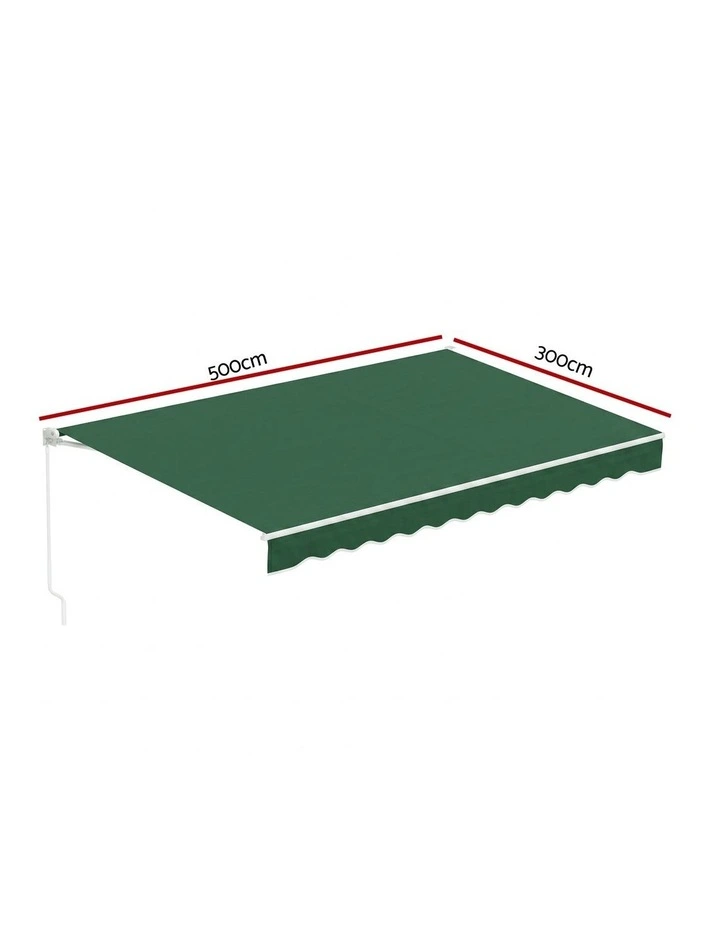 Instahut Retractable Folding Arm Awning Manual Sunshade 5Mx3M Dark Green image 2