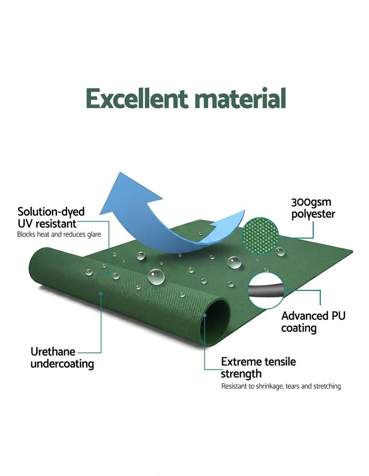 Instahut Retractable Folding Arm Awning Manual Sunshade 5Mx3M Dark Green image 5